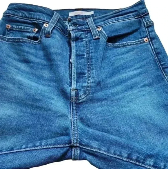 Levi's Wedgie Fit Skinny Jeans Devil Medium Wash Blue Button Fly Women's size 27 - Picture 8 of 15